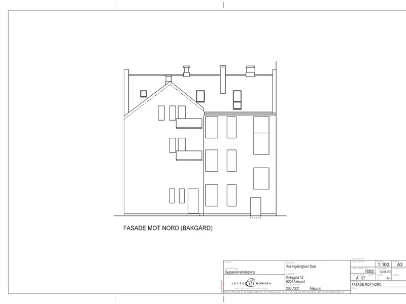 Fasade fra byggesøknad