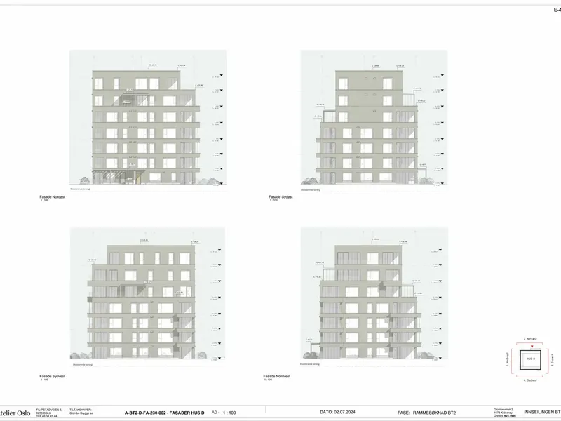 Fasade fra byggesøknad