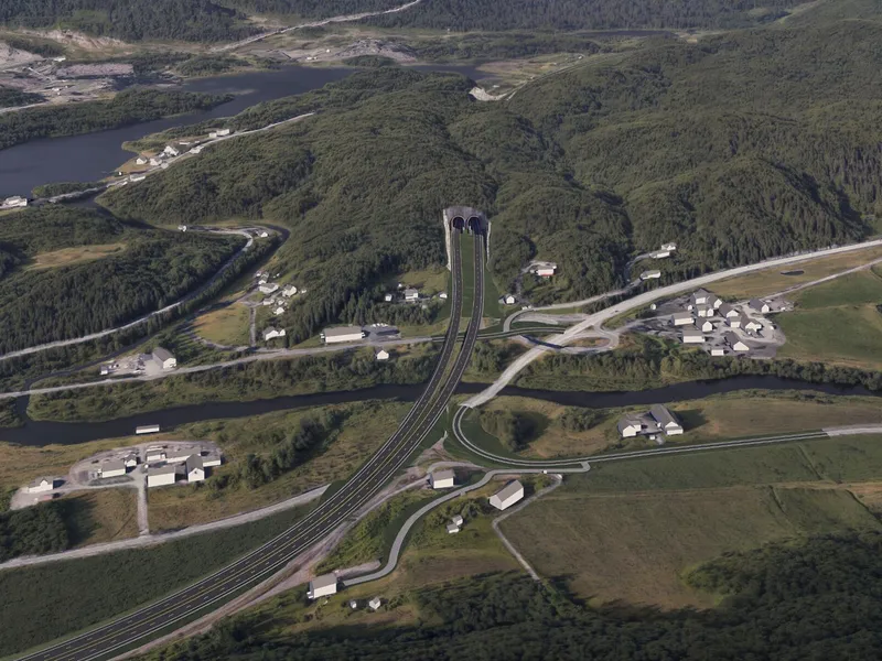 Planlagt E18 ved Lunde, sett fra sør. Ill. Sweco/Nye Veier.