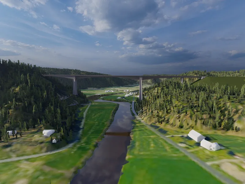 Illustrasjon av broen over Audnedalen