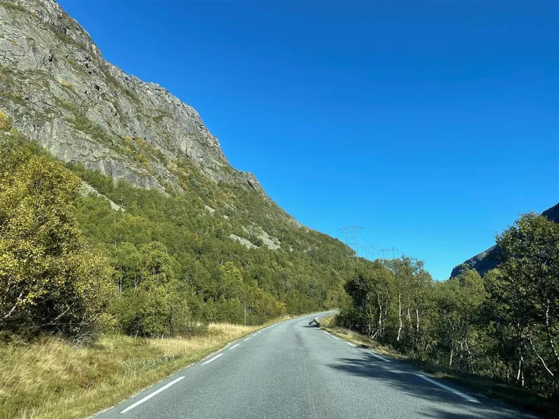 Foto av parti av fylkesveg 450 mellom Rotemo og Telemark grense - Klikk for stort bilde