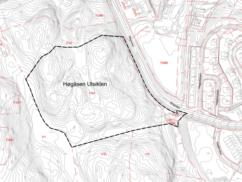 Planbegrensning Høgåsen UTsikten - Klikk for stort bilde