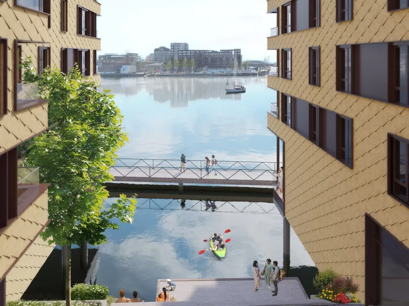 Rett ved vannet og hyggelig mellom blokkene