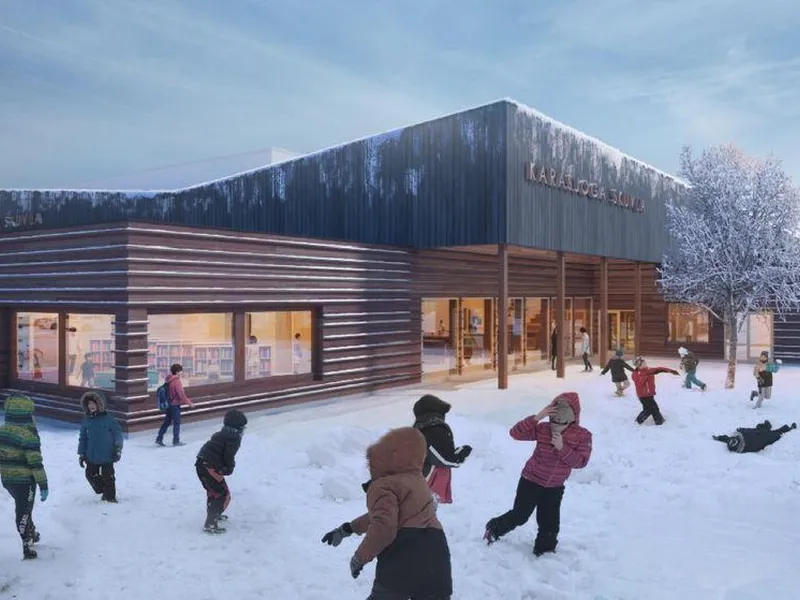 Inngang til det nye skolebygget