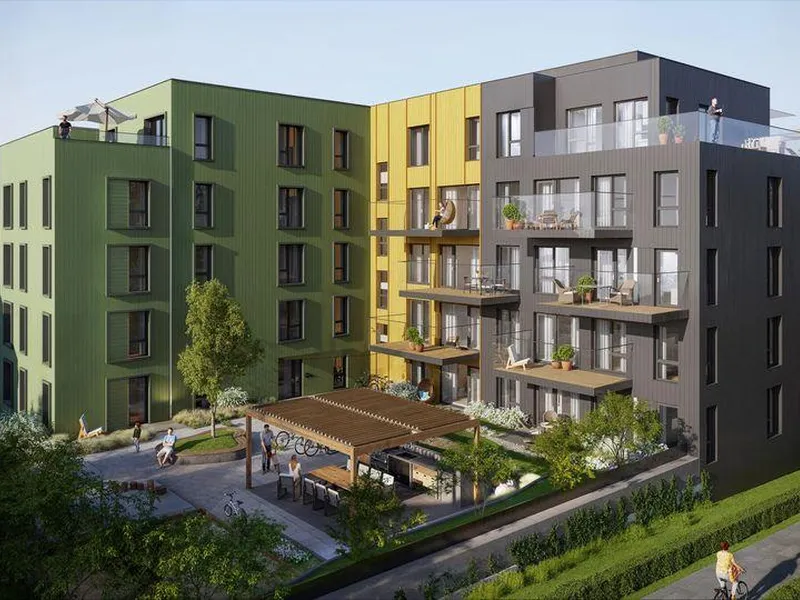 Leilighetsbygget på fem etasjer med parkeringskjeller blir liggende i St. Marie gate i Sarpsborg sentrum.