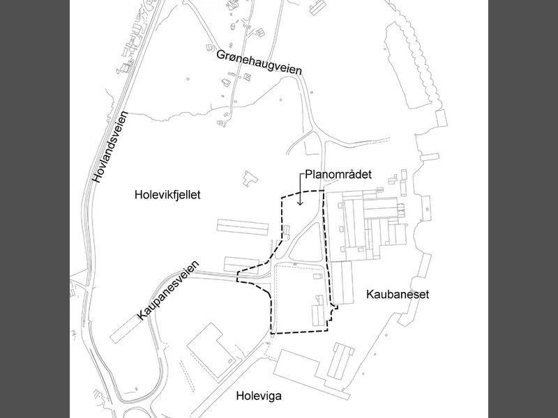 Planområdet for plassering av siloene på Kaubaneset