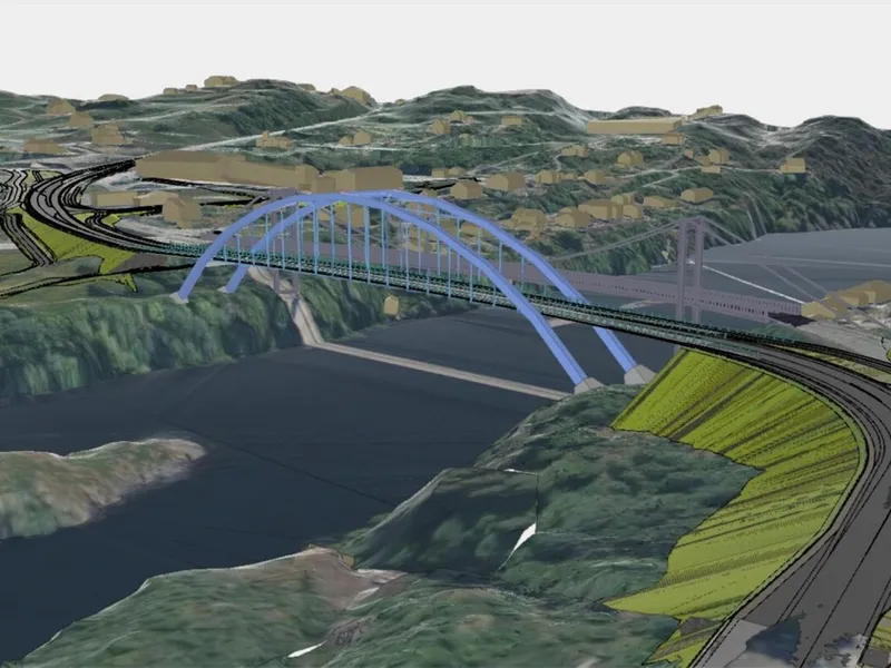 Valget har falt på en buebru når Vestland fylkeskommune skal ertatte den gamle brua over Alverstraumen. Illustrasjon: Vestland fylkeskommune.