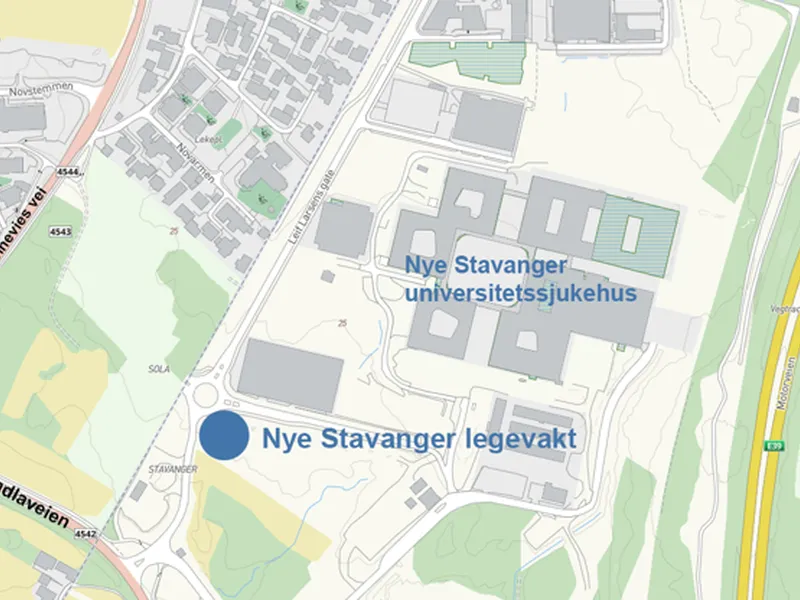 Kart som viser legevakt-tomten