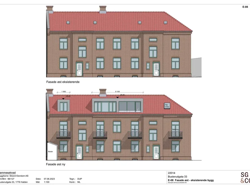 Fasade fra byggesøknad