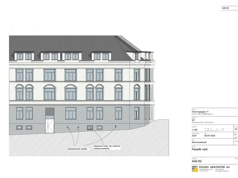 Fasade fra byggesøknad