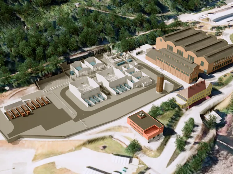 Anlegget på Rjukan slik det kan bli seende ut. Illustrasjon: Aker Horizons Asset Development.