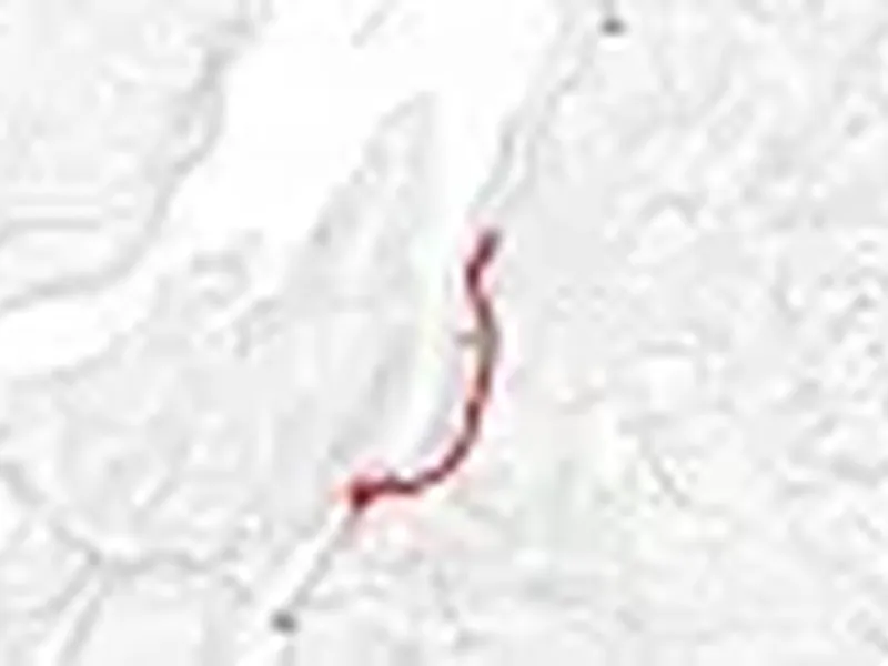 Riksvei 13 fra Lovraeidet mot Sand i Suldal kommune er en skredutsatt strekning. Kart: Statens vegvesen