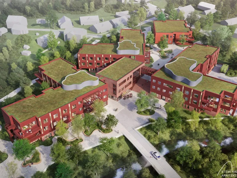 Illustrasjon av hvordan Sagatangen helsehus kan bli. 
(Stein Halvorsen Arkitekter AS)