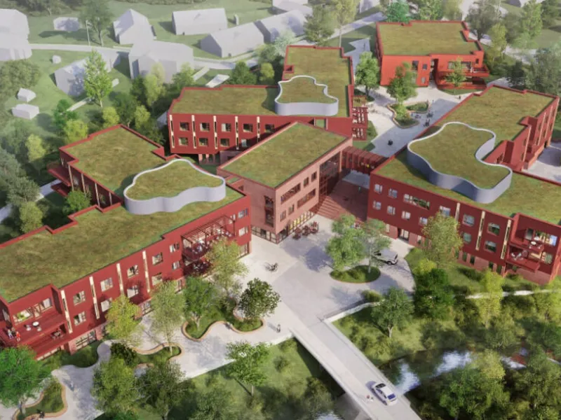 Helse- og omsorgsprosjektet Sagatangen. Illustrasjon: Stein Halvorsen Arkitekter.