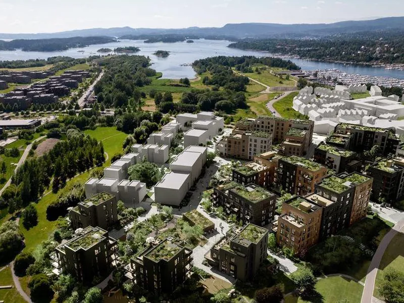 Oversiktsbilde fra prosjektområdet på Storøykilen, Fornebu