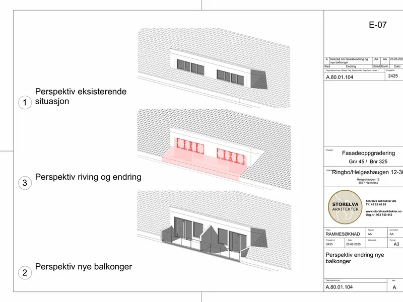 Perspektiv fra byggesøknad