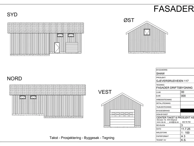 Fasade fra byggesøknad