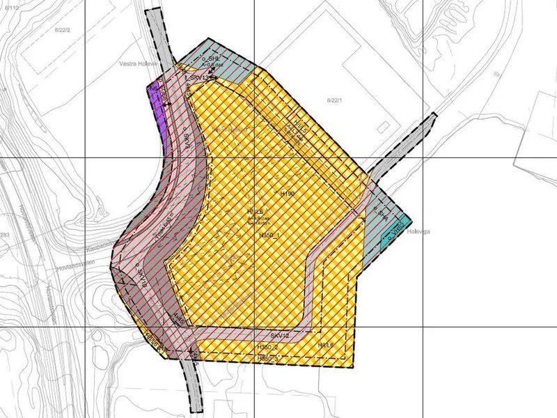 Utsnitt av plankartet. Hydrogenanlegget vil plasseres innenfor H/I/L6. Plankart med tegnforklaring ligger nederst på siden.