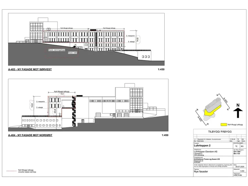 Fasade fra byggesøknad