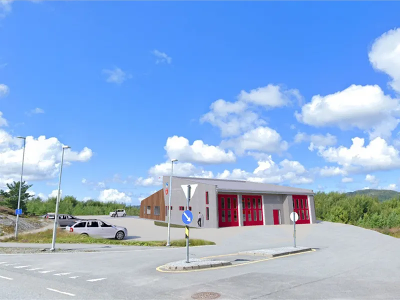 Skisse av ny Aksdal brannstasjon - Klikk for stort bilde
